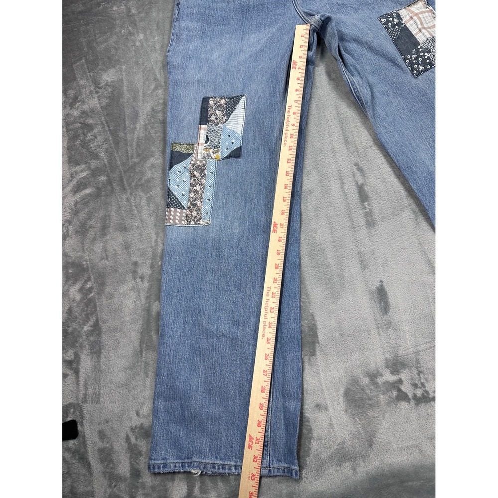 Abercrombie & Fitch Curve Love High Rise 90s Relaxed Patchwork Jeans Blue 31 - Picture 4 of 11